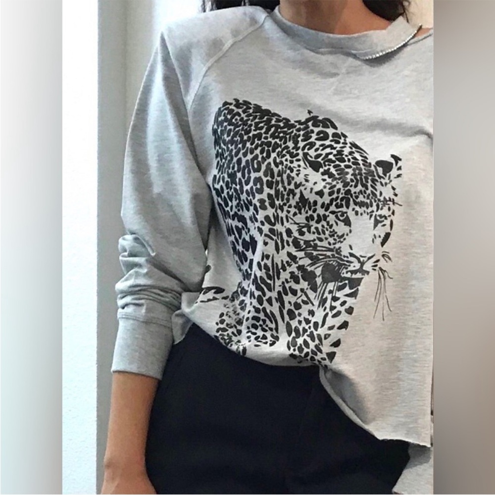 NEW Alla Berman Leo Cropped Sweatshirt Size Small